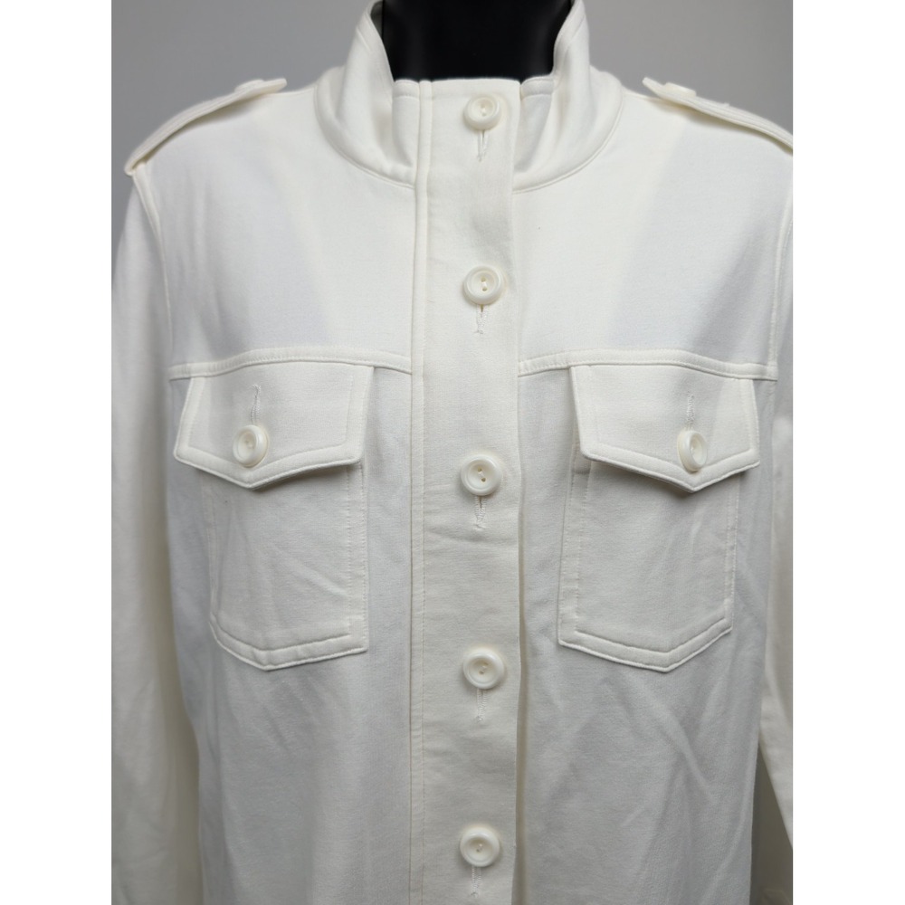 Cabi 5856 Lighthouse jacket White moto zip modal topper women's size small